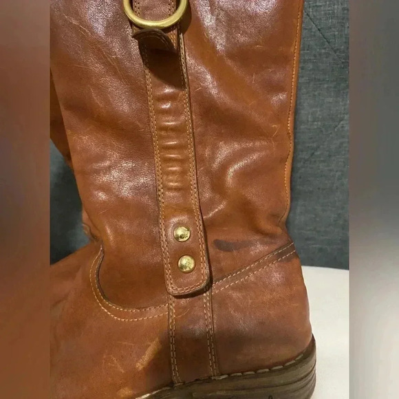 COACH Weslyn Whiskey Genuine Leather Buckle Tall Riding Boots size 7 - Picture 2 of 14